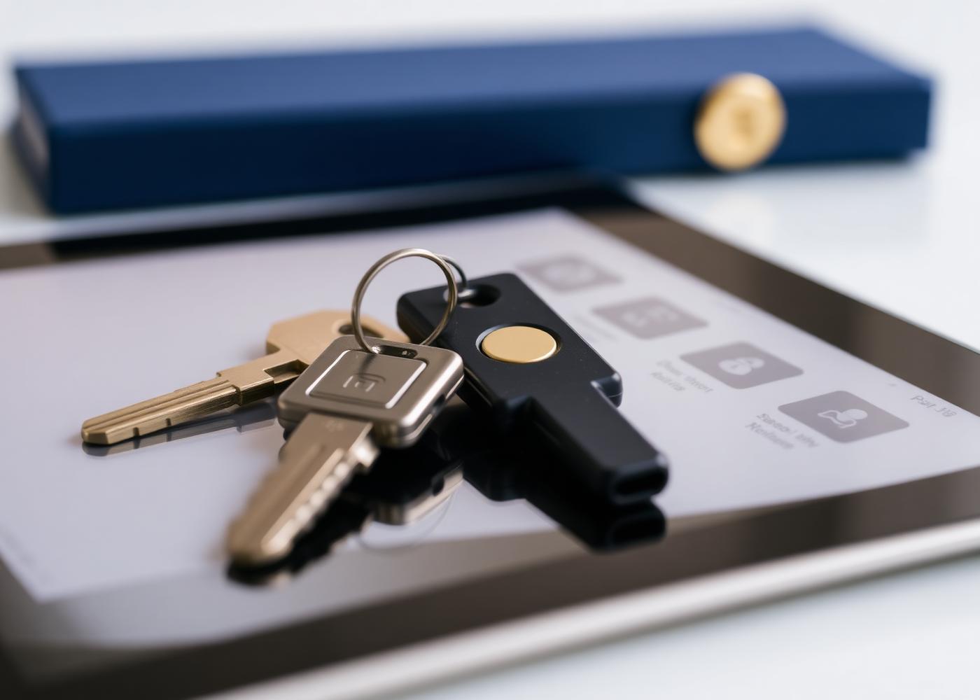 Chiavi di casa su tablet con fascicolo digitale sicuro