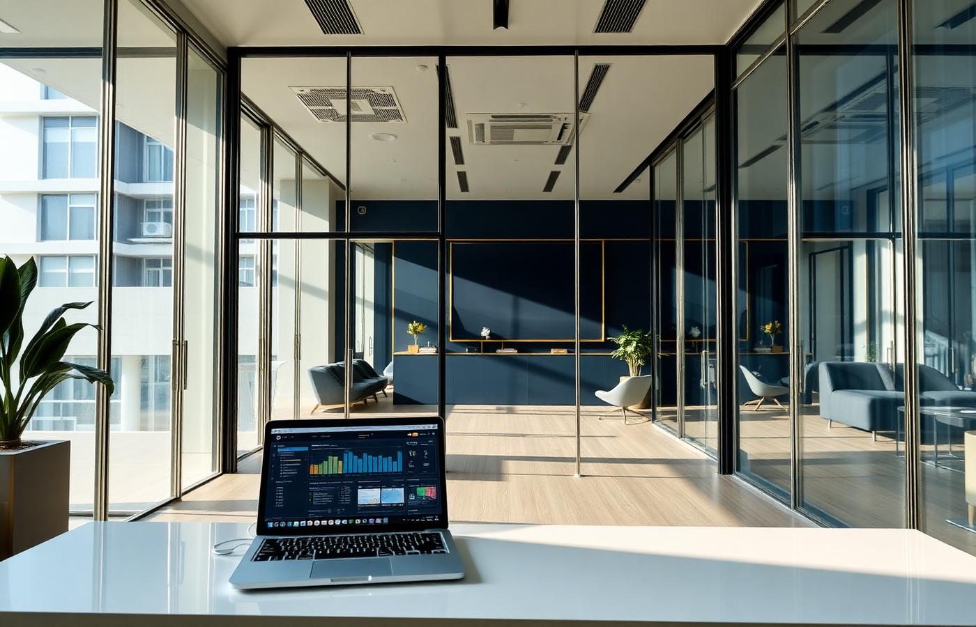 Ufficio di agenzia immobiliare italiana con documenti digitali